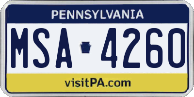 PA license plate MSA4260