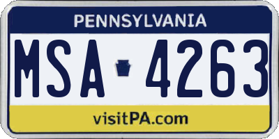 PA license plate MSA4263