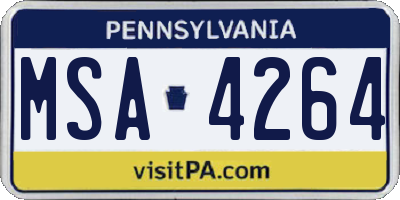 PA license plate MSA4264