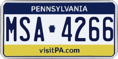PA license plate MSA4266