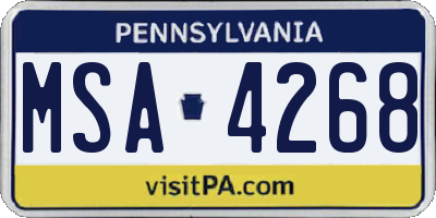 PA license plate MSA4268