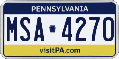 PA license plate MSA4270