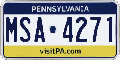 PA license plate MSA4271