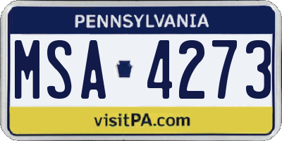 PA license plate MSA4273