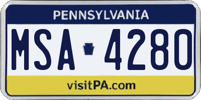 PA license plate MSA4280