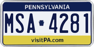 PA license plate MSA4281