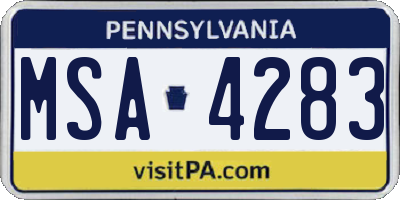 PA license plate MSA4283