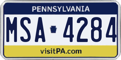 PA license plate MSA4284