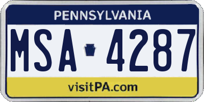 PA license plate MSA4287