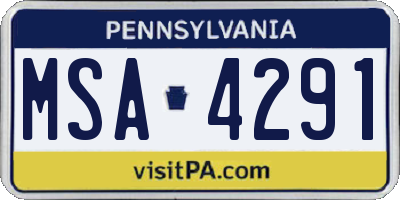 PA license plate MSA4291