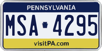 PA license plate MSA4295