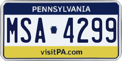 PA license plate MSA4299