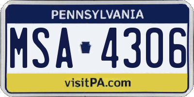 PA license plate MSA4306
