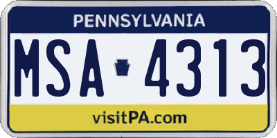 PA license plate MSA4313
