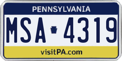 PA license plate MSA4319