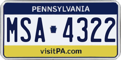 PA license plate MSA4322