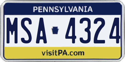 PA license plate MSA4324