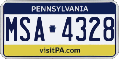 PA license plate MSA4328