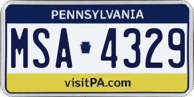 PA license plate MSA4329