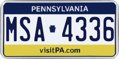 PA license plate MSA4336