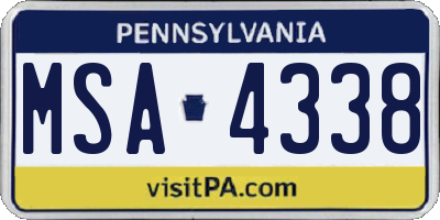 PA license plate MSA4338