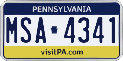 PA license plate MSA4341