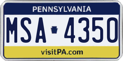 PA license plate MSA4350