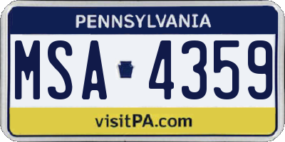 PA license plate MSA4359