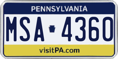 PA license plate MSA4360