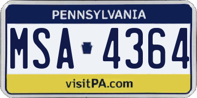 PA license plate MSA4364