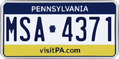 PA license plate MSA4371