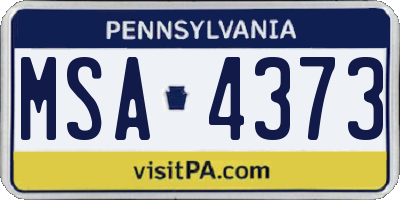 PA license plate MSA4373
