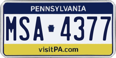 PA license plate MSA4377