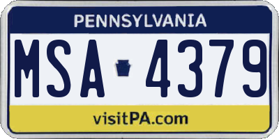 PA license plate MSA4379