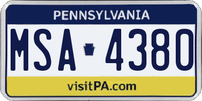 PA license plate MSA4380