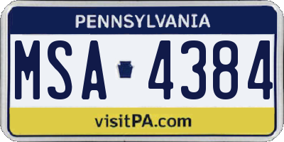 PA license plate MSA4384