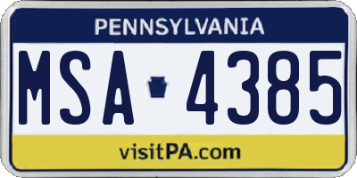 PA license plate MSA4385