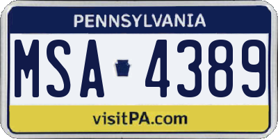 PA license plate MSA4389