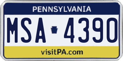 PA license plate MSA4390