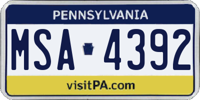 PA license plate MSA4392