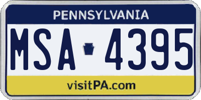 PA license plate MSA4395