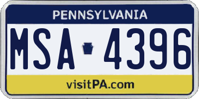 PA license plate MSA4396