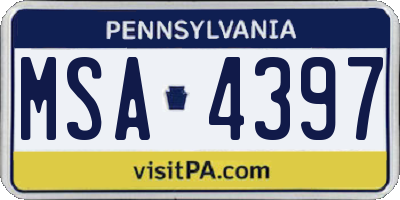 PA license plate MSA4397