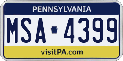 PA license plate MSA4399