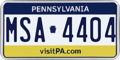 PA license plate MSA4404