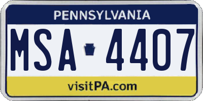 PA license plate MSA4407