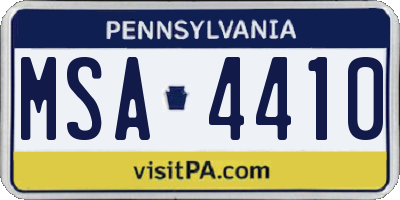 PA license plate MSA4410