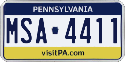 PA license plate MSA4411