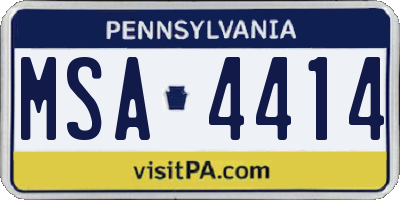 PA license plate MSA4414