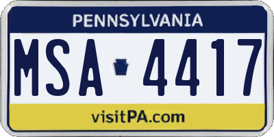 PA license plate MSA4417